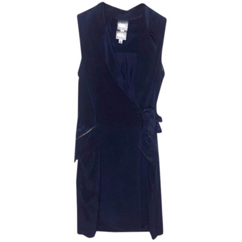 Yoana Baraschi Navy Silk Midi Dress